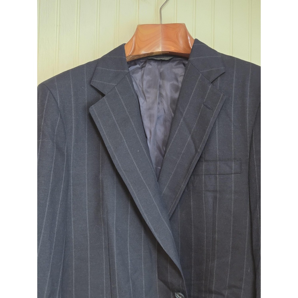 Corbin Suit Jacket Blazer Mens 46 Regular‎ Blue Pinstripe 2 Button Made USA
